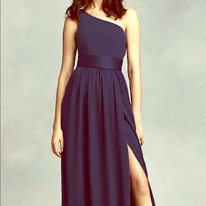 One Shoulder Bridesmaid Dress with Satin Sash